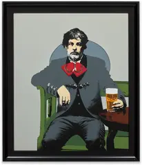 Rodney Graham, A Glass of Beer, 2005, Screenprint in colors, on mirror, contained in the artist's specified black lacquered wood frame