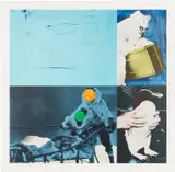 John Baldessari, Eskimo (Blue), from Cliché (H. 75), 1995, Lithograph and screenprint in colors, on Coventry Smooth paper, with full margins