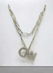 Necklace CNN by Thomas Hirschhorn, 2002, Multiple comprised of cardboard, foil, plastic, gold wrapping paper and tape, sold Oct 2022