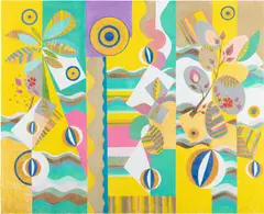 Pink Sunshine by Beatriz Milhazes, 2021, Lithograph in colors, on Fabriano 5 paper, the full sheet, sold Oct 2022
