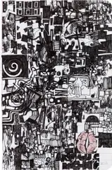 Zak Smith, Untitled, 2007, Ink drawing with lipstick, on lined notebook paper