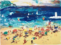 Malcolm Morley, Beach Scene (T. 374), 1982, Lithograph in colors, on Arches paper, the full sheet