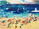 Malcolm Morley, Beach Scene (T. 374), 1982, Lithograph in colors, on Arches paper, the full sheet
