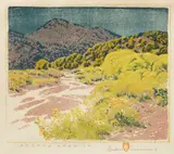 Gustave Baumann, Arroyo Chamisa (C. 121), 1927/1956, Woodcut in colors, on Zanders laid paper watermarked with 'Hand-in-Heart', with margins
