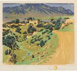 Gustave Baumann, Ranchos de Taos (C. 133), 1930/1948, Woodcut in colors, on Zanders laid paper watermarked with 'Hand-in-Heart', with margins