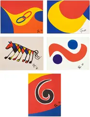 Alexander Calder, Flying Colors, 1974, Five lithographs in colors, on Arches paper, the full sheets