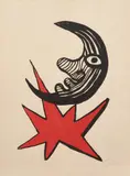 Lune et étoile rouge (Moon and Red Star) by Alexander Calder, 1970, Lithograph in colors, on Arches paper, with full margins, sold Jun 2022