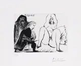 Pablo Picasso, La Célestine, sa protégée, et un jeune gentilhomme (Her Protege, and a Young Gentleman), plate 190 from 347 Series (B. 1670, Ba. 1686, see C. bks 149), 1968, Aquatint, on Rives BFK paper, with full margins