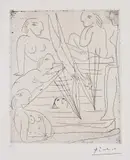 Pablo Picasso, Baigneuses à la piscine (Bathers at the Pool) (B. 242, Ba. 270), 1932/1961, Etching, on Japanese laid paper, with full margins
