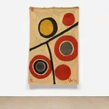 Floating Circles by Alexander Calder, 1974, Handwoven and dyed jute Maguey fiber tapestry, sold Jun 2022