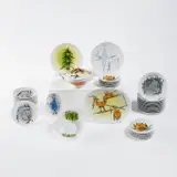 Wifredo Lam, Porcelain Dinner Service Set, circa 1970, Set of forty-one porcelain dishes for dinner service