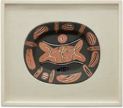 La Danse (Dancing) (R. 400) by Pablo Picasso, 1957, White earthenware ceramic plate, partially engraved and glazed; ceramic, Madoura edition, sold Jun 2022