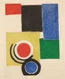 Sonia Delaunay, Untitled (Composition with Rectangles, Circles and Semicircles), 1970, Etching and aquatint in colors, on Arches paper, with full margins