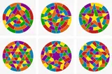 Sol LeWitt, Stars (K. 2002.02), 2002, The complete set of six linocuts in colors, on Somerset Satin paper, with full margins