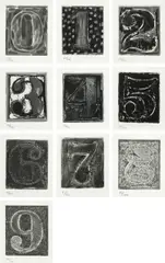 Jasper Johns, 0-9 series (U.L.A.E. 156-165), 1975, The complete set of 10 etching and aquatints, on Barcham Green paper, with full margins