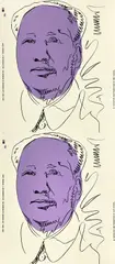 Mao (wallpaper) by Andy Warhol, 1989, Screenprint in colors, on two sheets of wallpaper, the full sheets, trimmed at the sheet edges and laid to board, sold Jun 2022