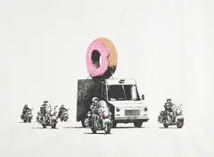 Donuts (Strawberry) by Banksy, 2009, Screenprint in colors, on Arches 88 wove paper, with full margins, offered Jun 2022