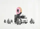 Donuts (Strawberry) by Banksy, 2009, Screenprint in colors, on Arches 88 wove paper, with full margins, offered Jun 2022