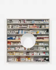 Pharmacy by Damien Hirst, 1992, Offset photolithograph in colors, on 4-ply board, the full sheet, contained in the original artist's specified frame, sold Jun 2022