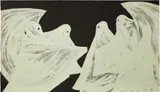 Marcel Dzama, Scared of his own ghost, 2008, Lithograph in colors with photoluminescent ink, on wove paper, the full sheet