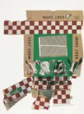 Robert Rauschenberg, Goat Chow, from Chow Bags, 1977, Screenprint in colors with applied string and fabric collage, on smooth wove paper, the full sheet