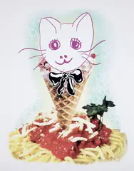 Spaghetti Cat by Urs Fischer, 2015, Screenprint with acrylic in colors, on wove paper, with full margins, sold Jun 2022