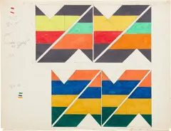 Two studies, for Cuban Eights No. II by Larry Zox, 1965, Colored pencil and graphite drawing on graph paper, sold Mar 2022