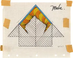 Nicholas Krushenick, Untitled (study), 1967, Unique marker drawing with collage and tape on graph paper