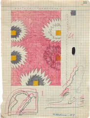 Nicholas Krushenick, Untitled (study), 1971, Colored marker and graphite drawing on graph paper