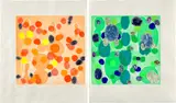 Polly Apfelbaum, Eclipse (Orange/Green), 1996, Monotype diptych with velvet collage in colors, on wove paper, with full margins