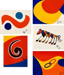 Flying Colors by Alexander Calder, 1974, Five lithographs in colors, on Arches paper, the full sheets, sold Mar 2022