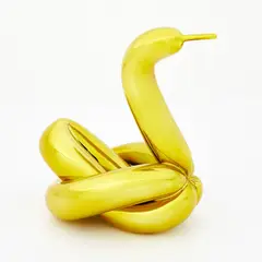 Balloon Swan (Yellow) by Jeff Koons, 2017, Porcelain multiple painted in chrome, contained in the original Styrofoam-lined box with silver printed signature, sold Mar 2022