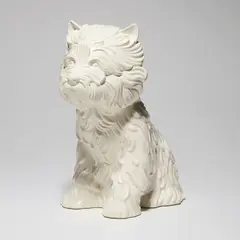 Puppy Vase by Jeff Koons, 1998, Glazed white ceramic vase, sold Mar 2022