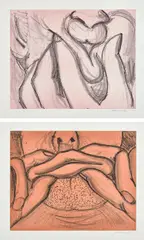 Soft Ground Etching - Lavender; and Soft Ground Etching - Coral by Bruce Nauman, 2007, Two soft-ground etchings in colors, on Somerset paper, with full margins, sold Mar 2022