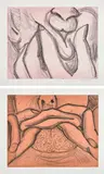 Bruce Nauman, Soft Ground Etching - Lavender; and Soft Ground Etching - Coral, 2007, Two soft-ground etchings in colors, on Somerset paper, with full margins