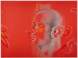 Ed Paschke, Michael Jordan, from One on One, 1994, Unique screenprint with metallic ink and hand-coloring in pastel and enamel marker, on wove paper, with full margins