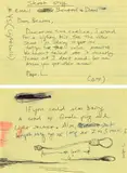 Pope.L, Untitled (If you Could also Bring. . .), 2009, Ink drawing and installation notes on yellow index card