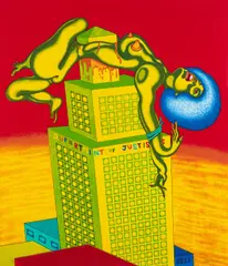 Angela Davis by Peter Saul, 1972, Lithograph in colors, on wove paper, the full sheet, sold Mar 2022