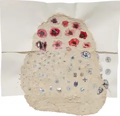 Diamonds and Poppies by Jessica Jackson Hutchins, 2008, Paper pulp and wove paper collage, sold Mar 2022