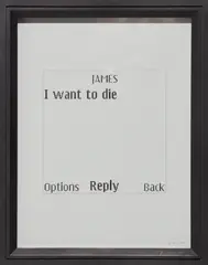 Adam McEwen, Untitled Text Msg. (James), 2008, Graphite artist's frame, containing unique drawing in pencil, on archival graph paper