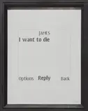 Adam McEwen, Untitled Text Msg. (James), 2008, Graphite artist's frame, containing unique drawing in pencil, on archival graph paper