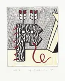 Roy Lichtenstein, Figure with Teepee, from American Indian Theme (T. 353, C. 167), 1980, Etching and engraving in colors, on Lana paper, with margins