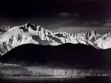 Winter Sunrise, Sierra Nevada, from Lone Pine, California by Ansel Adams, 1944, Gelatin silver print, printed 1973-1977, sold Apr 2022