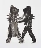 Two Miyake Warriors (B), New York, June 3 by Irving Penn, 1998, Platinum-palladium print, offered Apr 2022