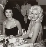 Joe Shere, Jayne Mansfield and Sophia Loren at Romanoff's in Beverly Hills, circa 1958, Gelatin silver print, printed later
