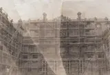 Façade of Versailles with scaffolding, France by Deborah Turbeville, circa 1980, Gelatin silver print collage, sold Apr 2022