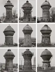 Bernd and Hilla Becher, Water Towers: (Kugel unten Geschlossen), circa 1960s-1980s, Nine gelatin silver prints, printed and assembled no later than 2010
