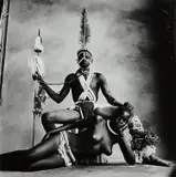 Seated Warrior, Reclining Girl, Cameroon by Irving Penn, 1969, Selenium toned gelatin silver print, printed 1984, sold Oct 2022