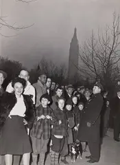 Watching Fire, Empire State Building in Background by Weegee, 1940s, Gelatin silver print, printed 1950s, offered Oct 2022