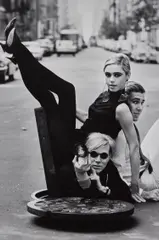 Burt Glinn, Andy Warhol with Edie Sedgwick and Chuck Wein, New York City, 1965, Gelatin silver print, printed later